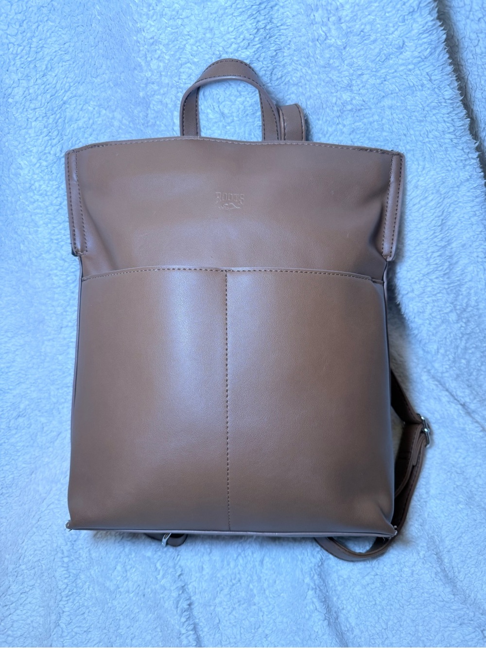 Roots Tan Leather Backpack with Lots of Pockets